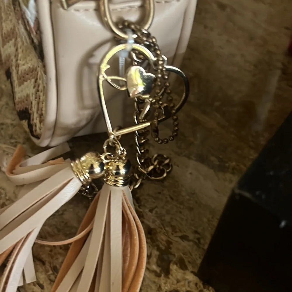 Sold Mini beige Purse, exterior pocket, fabric and leather exterior fabric - Picture 2 of 9